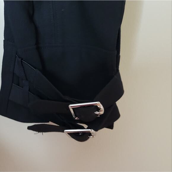 Tibi Anson Stretch Buckled Hem Black Pants Ankle Casual 6 - Picture 8 of 8